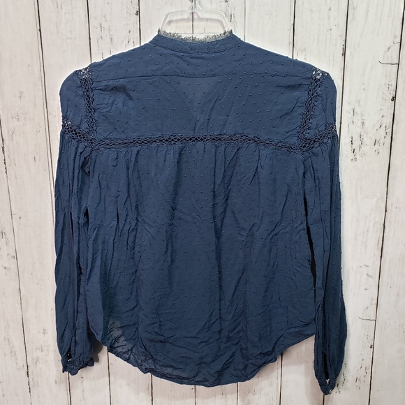 Free People Every Day Girl Swiss Dot Blue Rayon - Picture 7 of 9